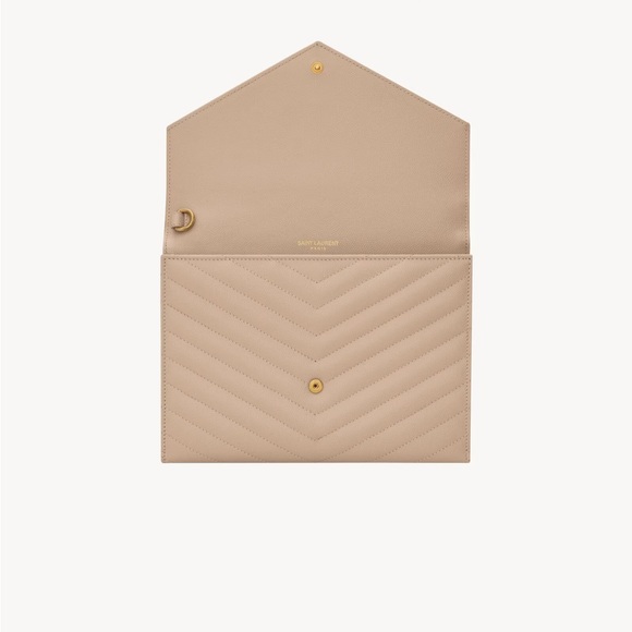 Authentic Saint Laurent Cassandra Leather Pouch in Dark Beige - Picture 3 of 11